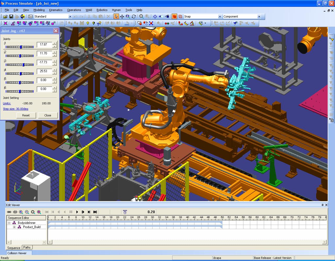 A 3D image of a manufacturing robot in Siemens Process Simulate